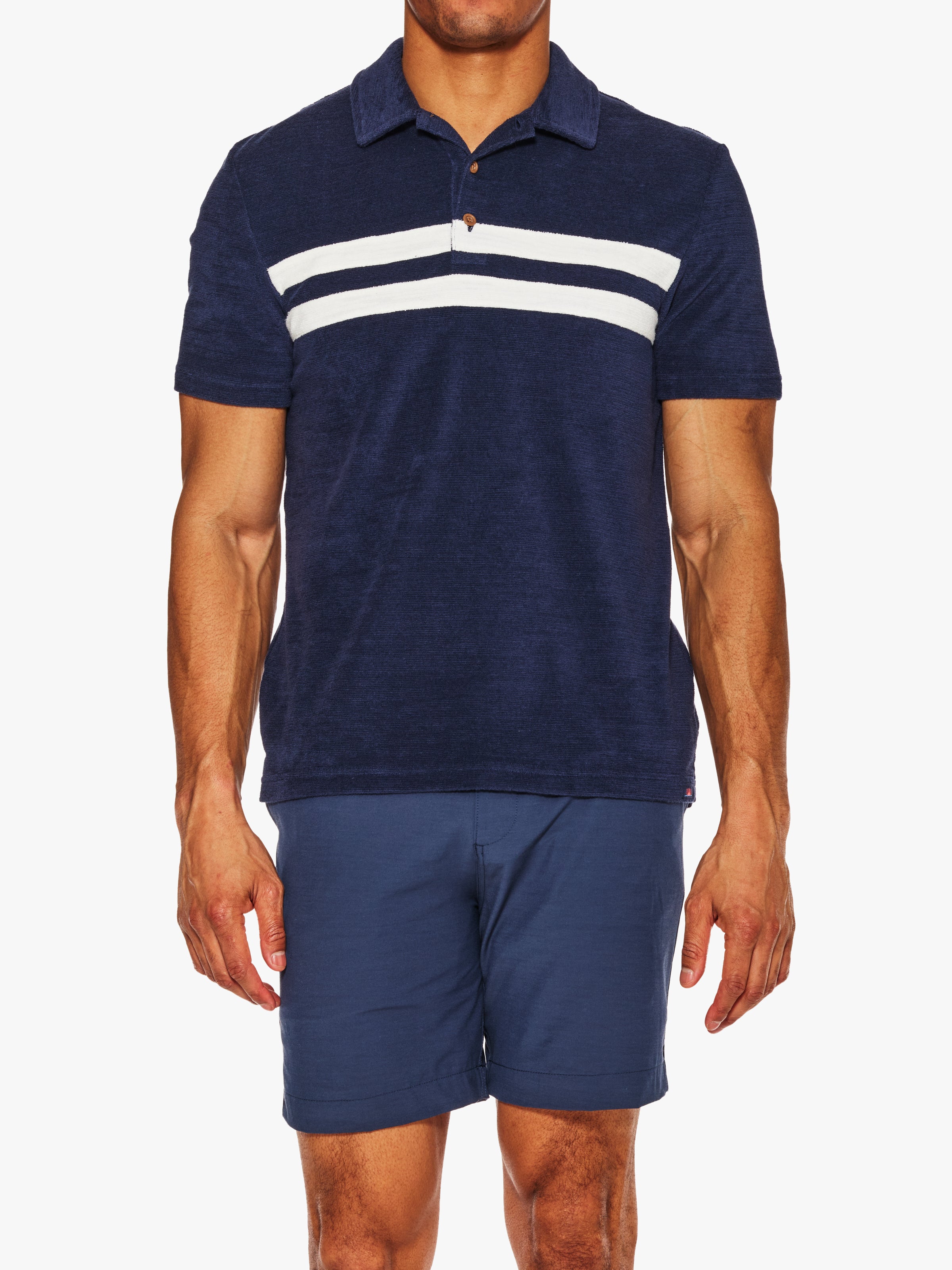 Faherty Cabana Towel Terry Surf Stripe Polo