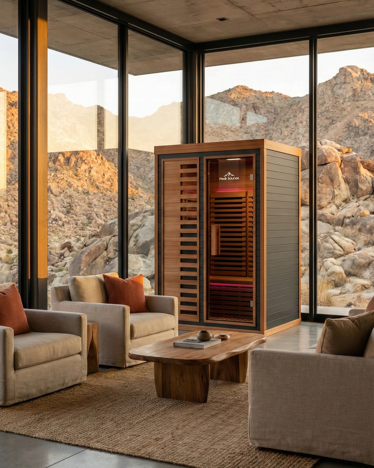 Fuji 2-Person Full Spectrum Infrared Sauna with Full-Body Medical-Grade Red Light Therapy & Smart WiFi App Control