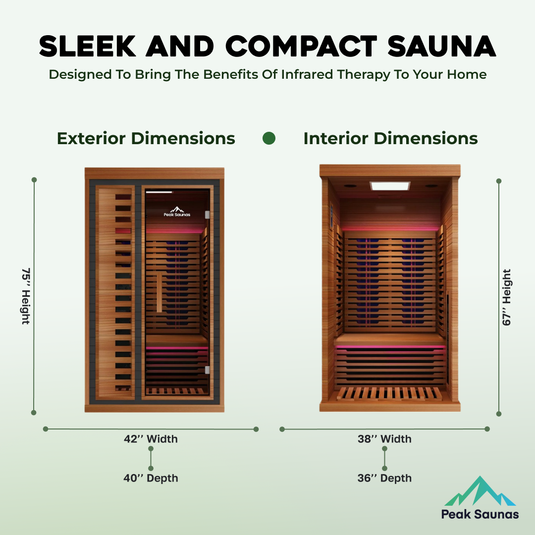 Rainier 1-Person Full Spectrum Infrared Sauna with Full-Body Medical-Grade Red Light Therapy & Smart WiFi App Control