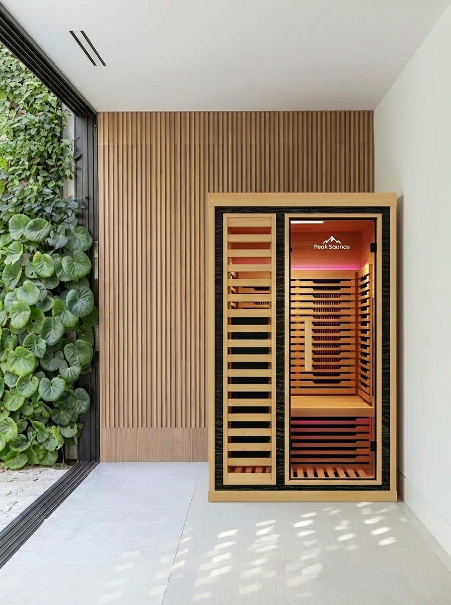 Shasta 1-Person Full Spectrum Infrared Sauna with Full-Body Medical-Grade Red Light Therapy & Smart WiFi App Control