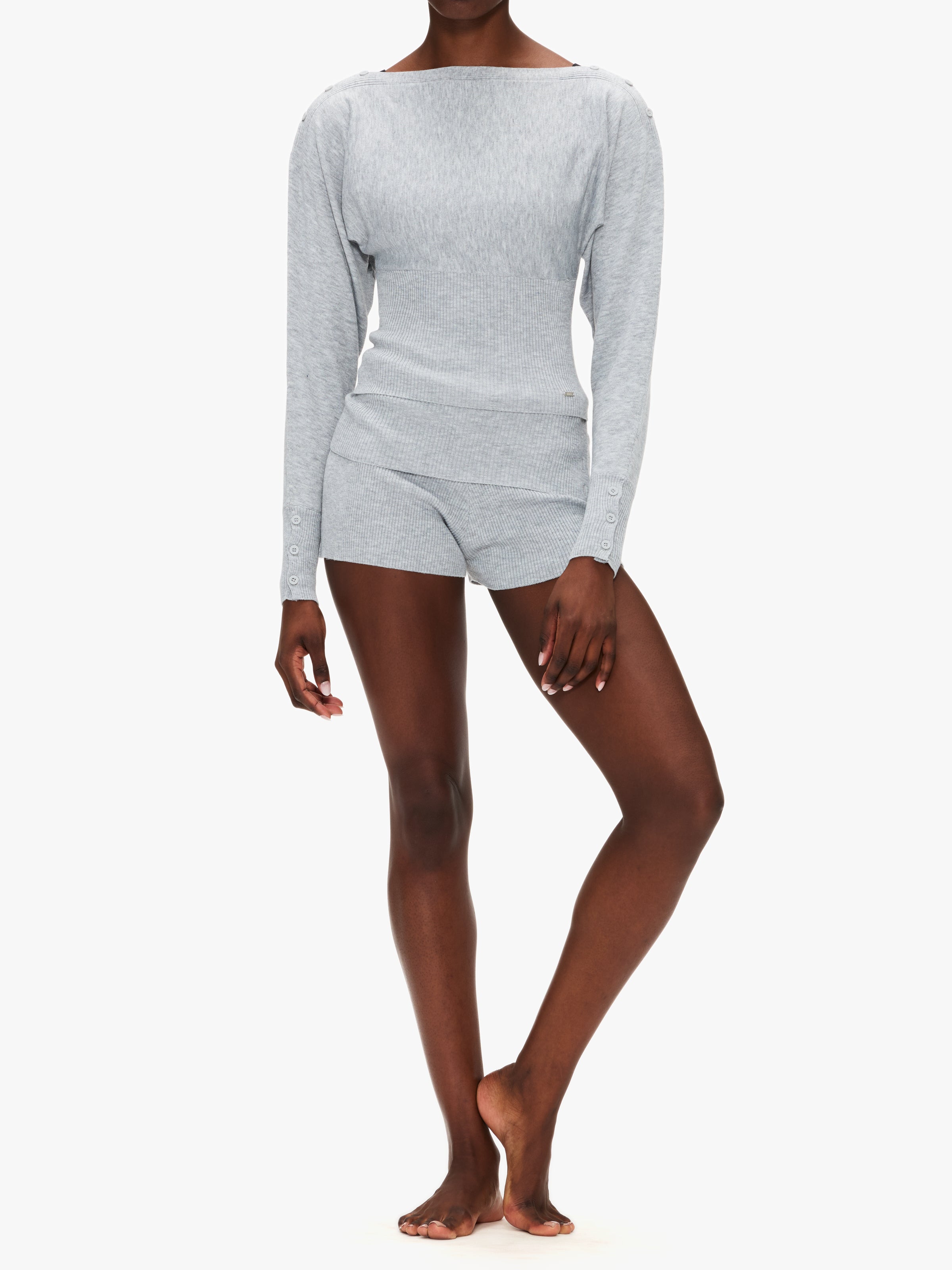 Adanola Knit Fold Over Rib Shorts
