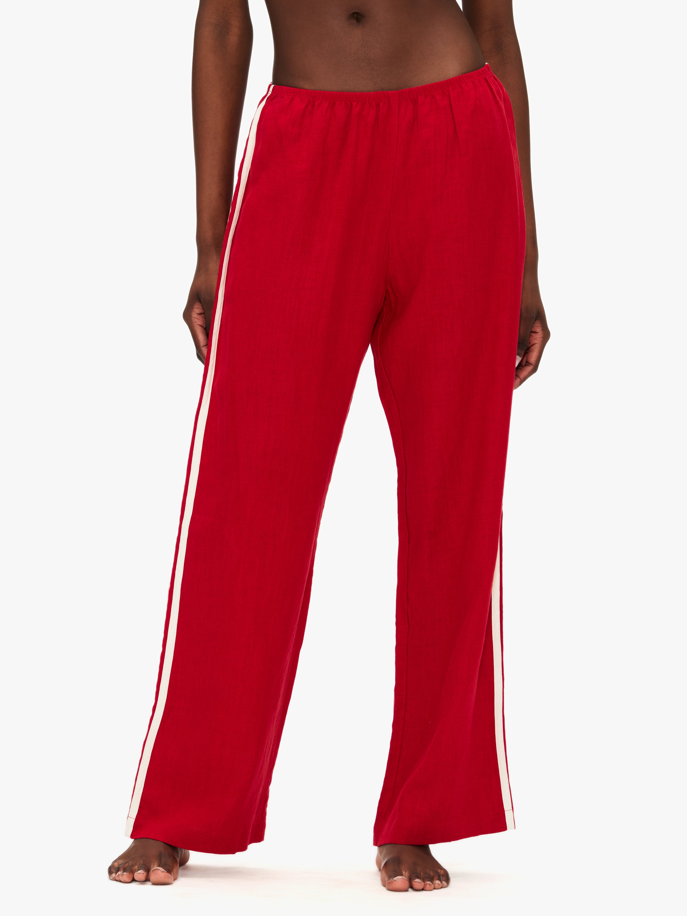 Donni The Linen Crop Racer Stripe Pant