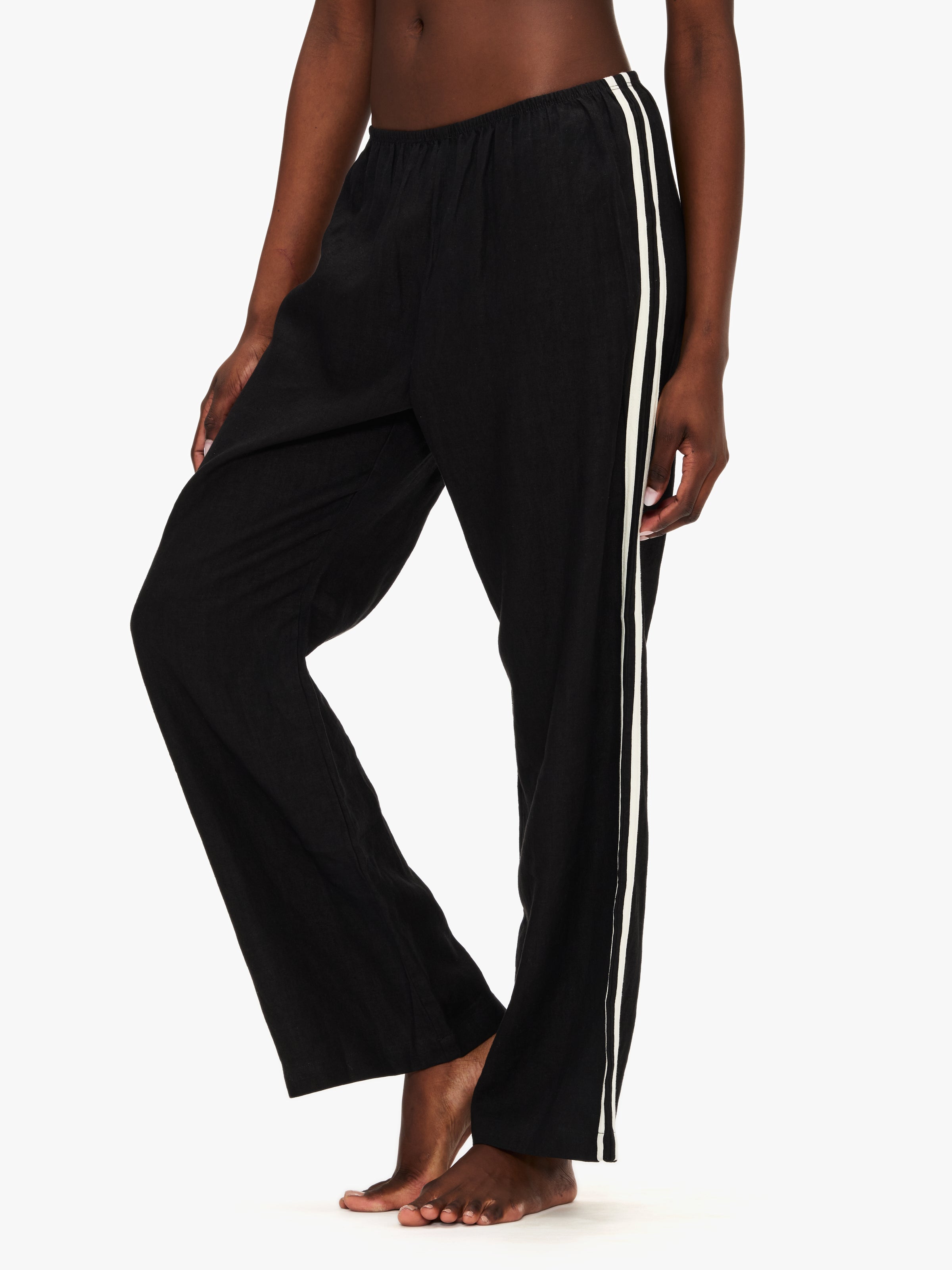 Donni The Linen Crop Racer Stripe Pant