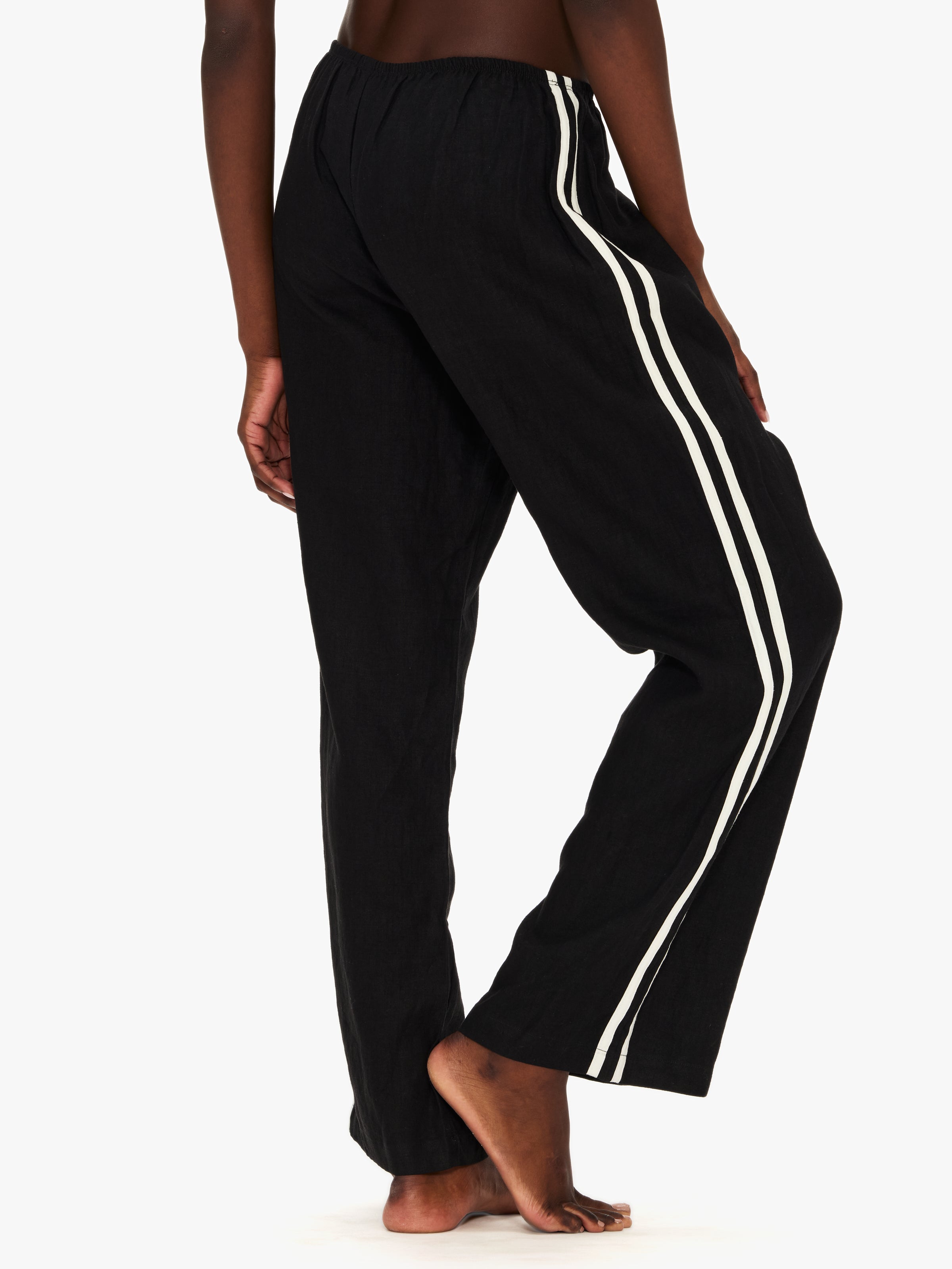 Donni The Linen Crop Racer Stripe Pant