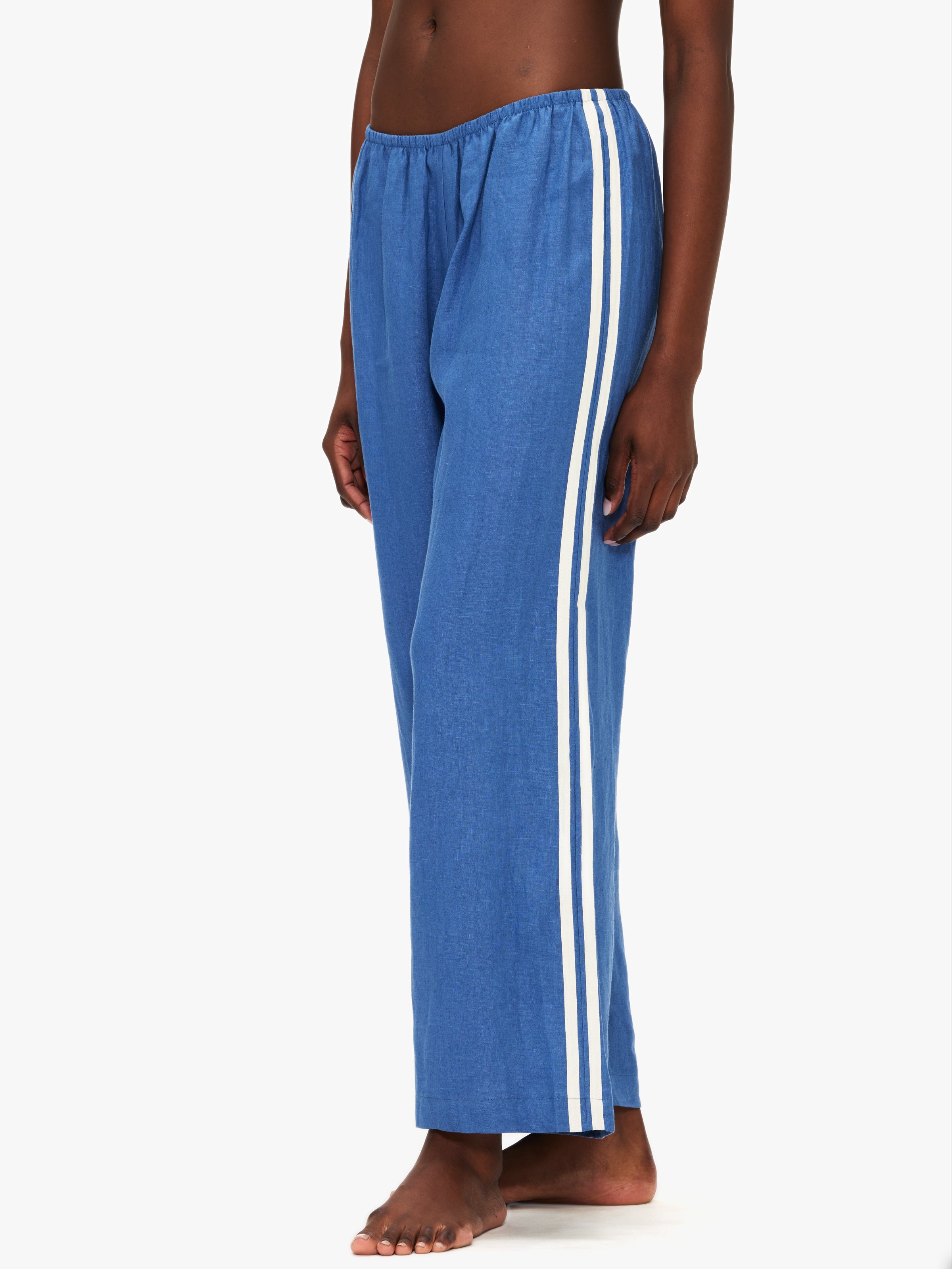 Donni The Linen Crop Racer Stripe Pant