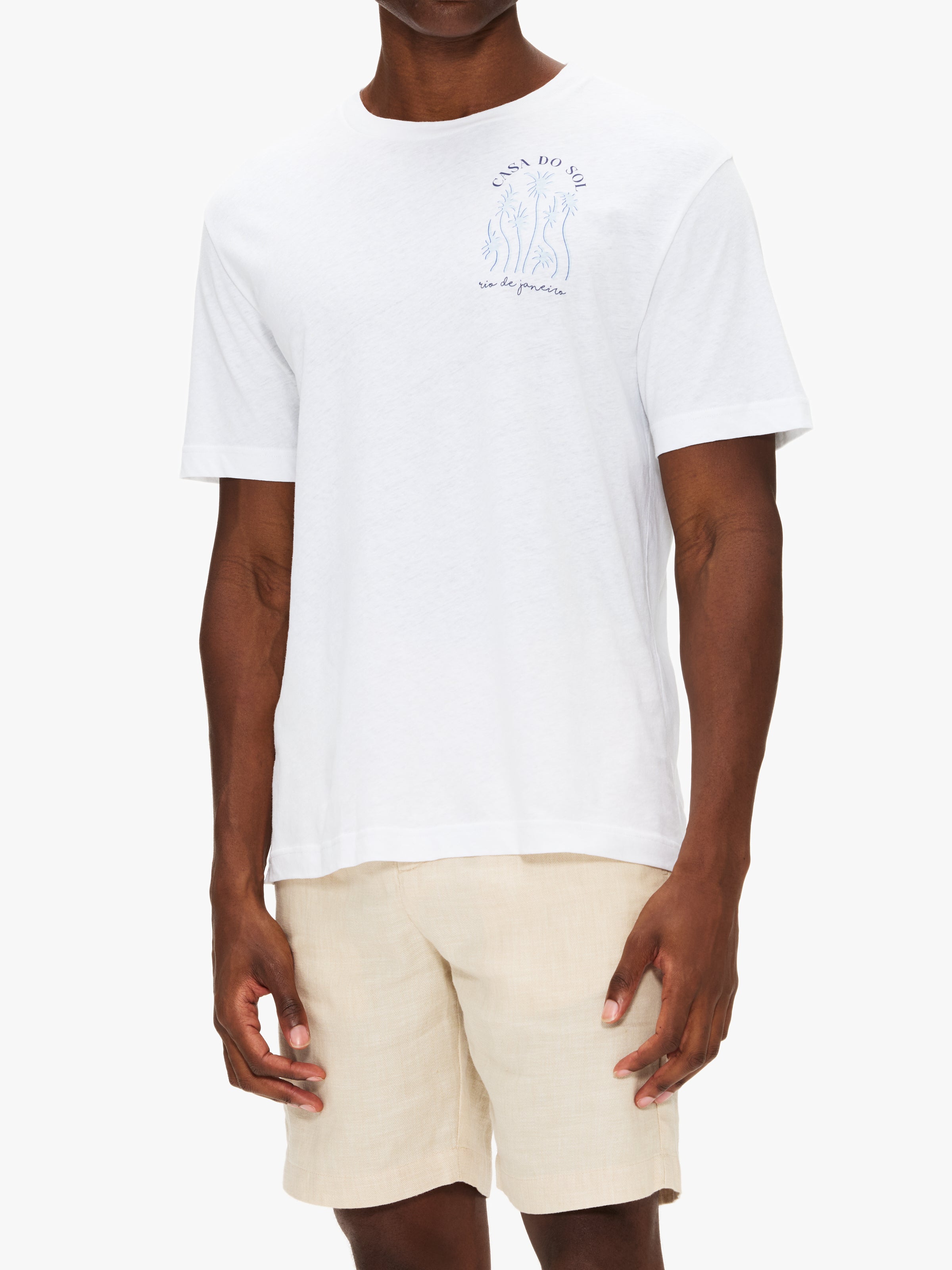 Frescobol Carioca Dinis Cotton Box Wave Printed Short Sleeve Shirt