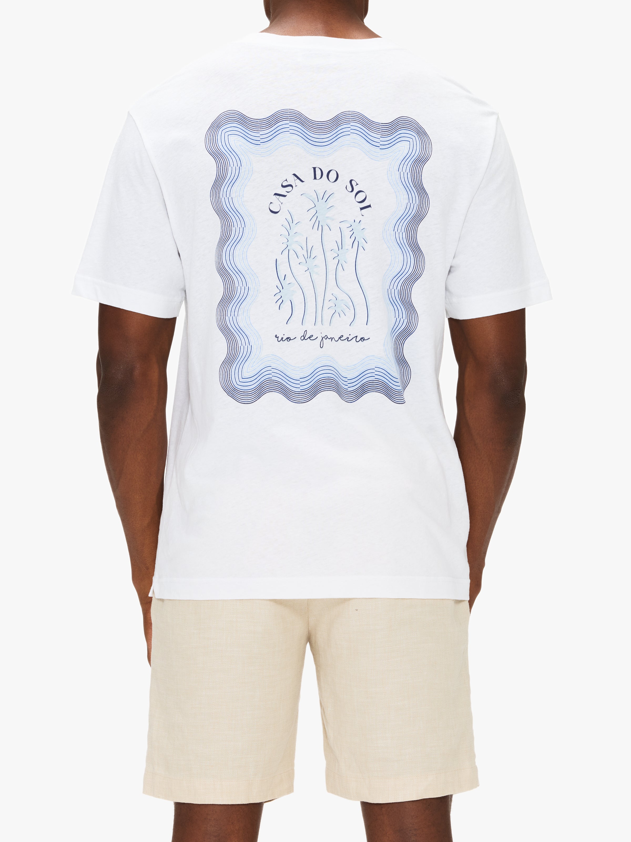 Frescobol Carioca Dinis Cotton Box Wave Printed Short Sleeve Shirt
