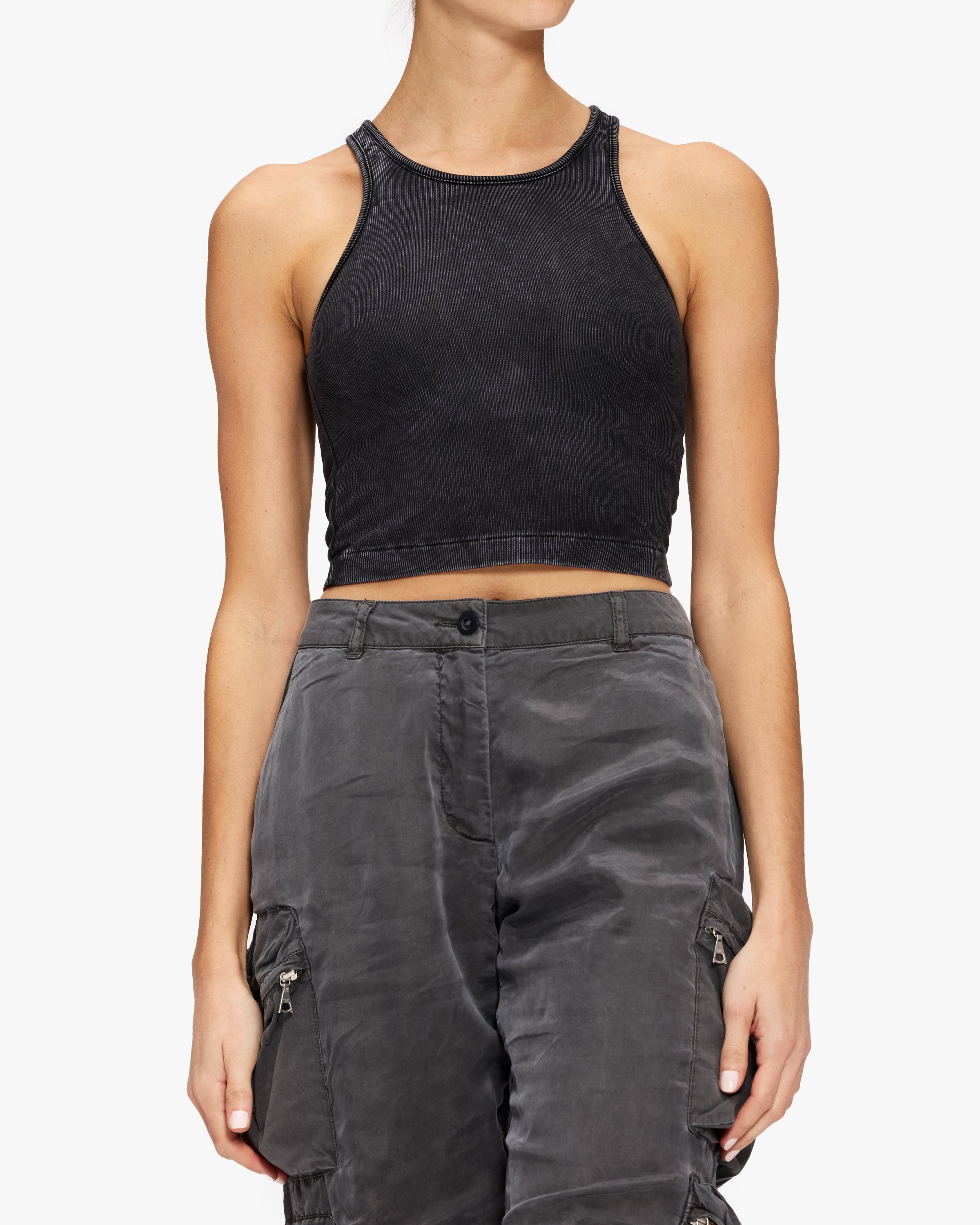 John Elliott Mineral Wash Gemini Rib Cropped Tank