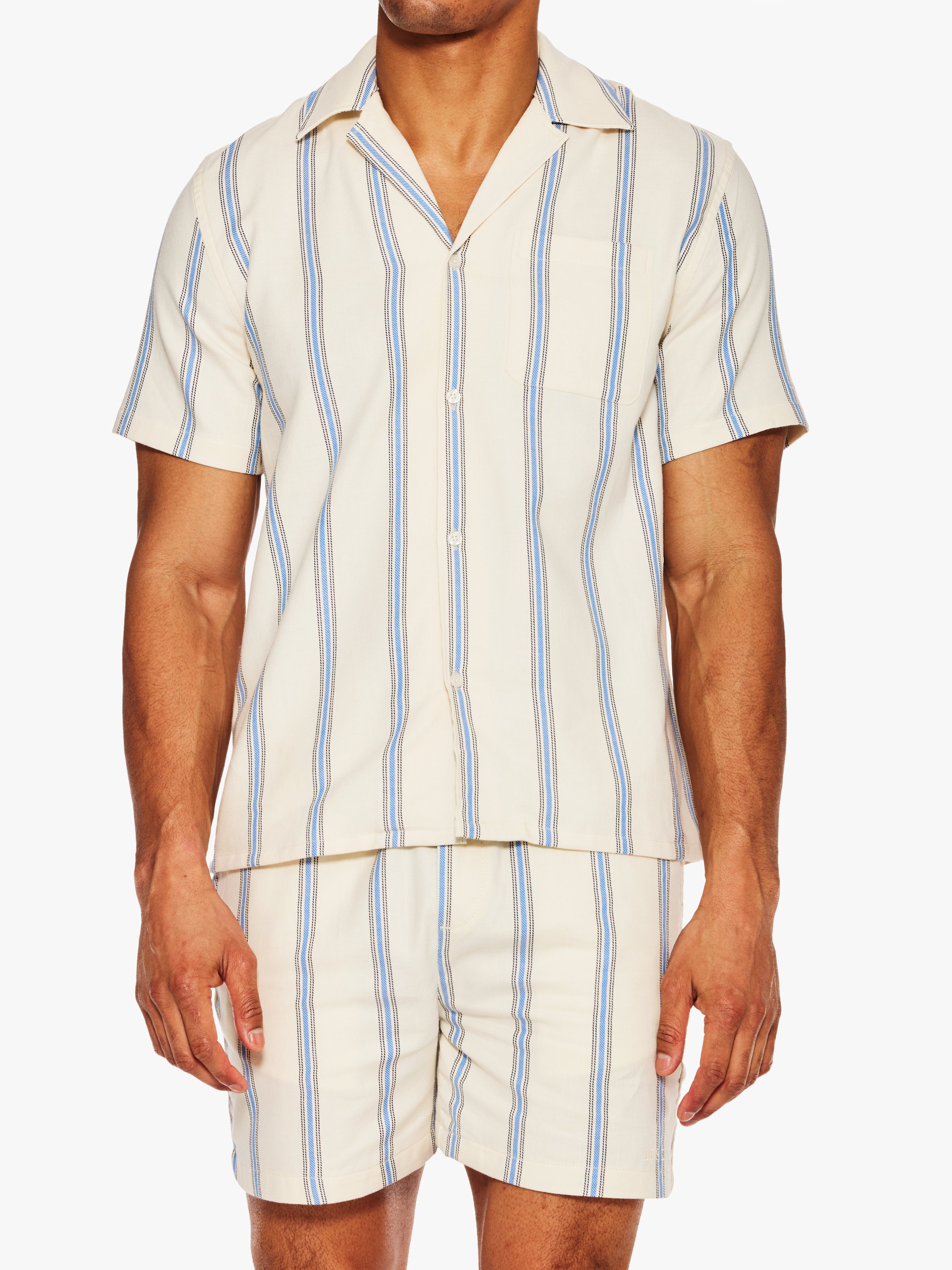 Les Deux Lawson Stripe Short Sleeve Shirt
