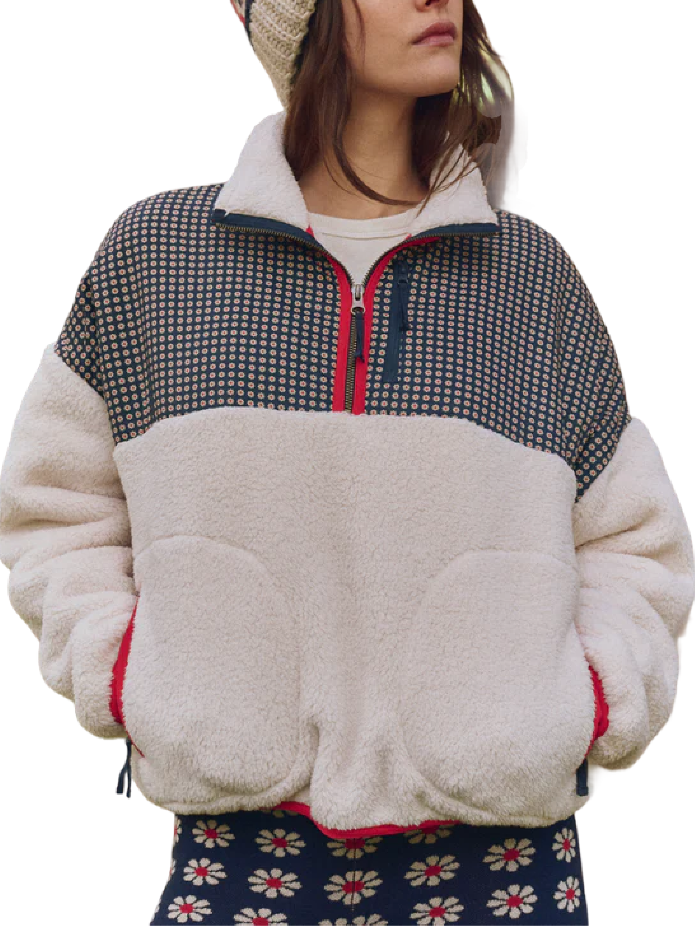 The Great The Print-Mix Plush Terrain Half Zip