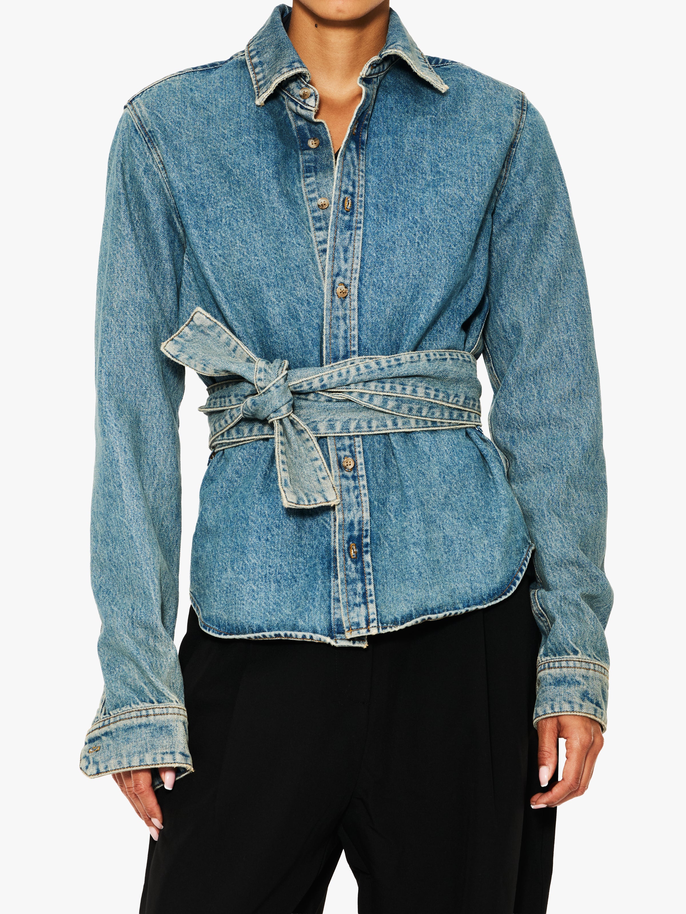 All Three Lana Denim Bow Shirt