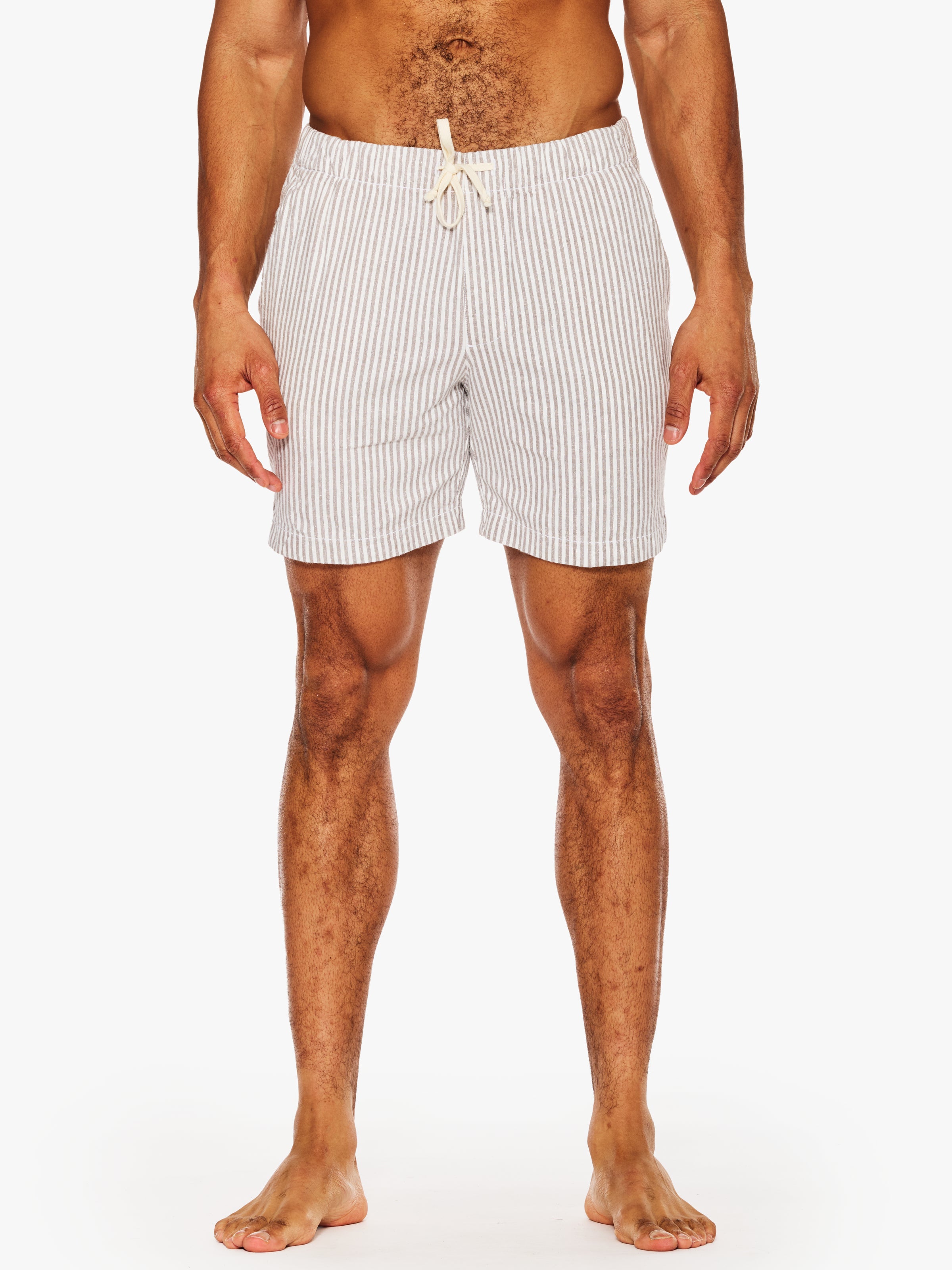 Save Khaki Hemp Stripe Easy Short