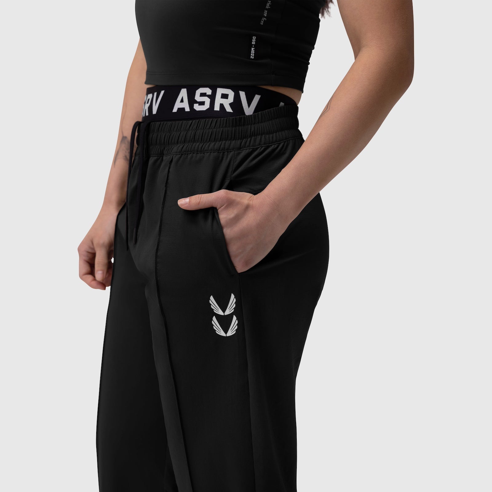 W036. Ripstop Relaxed Track Pant - Black
