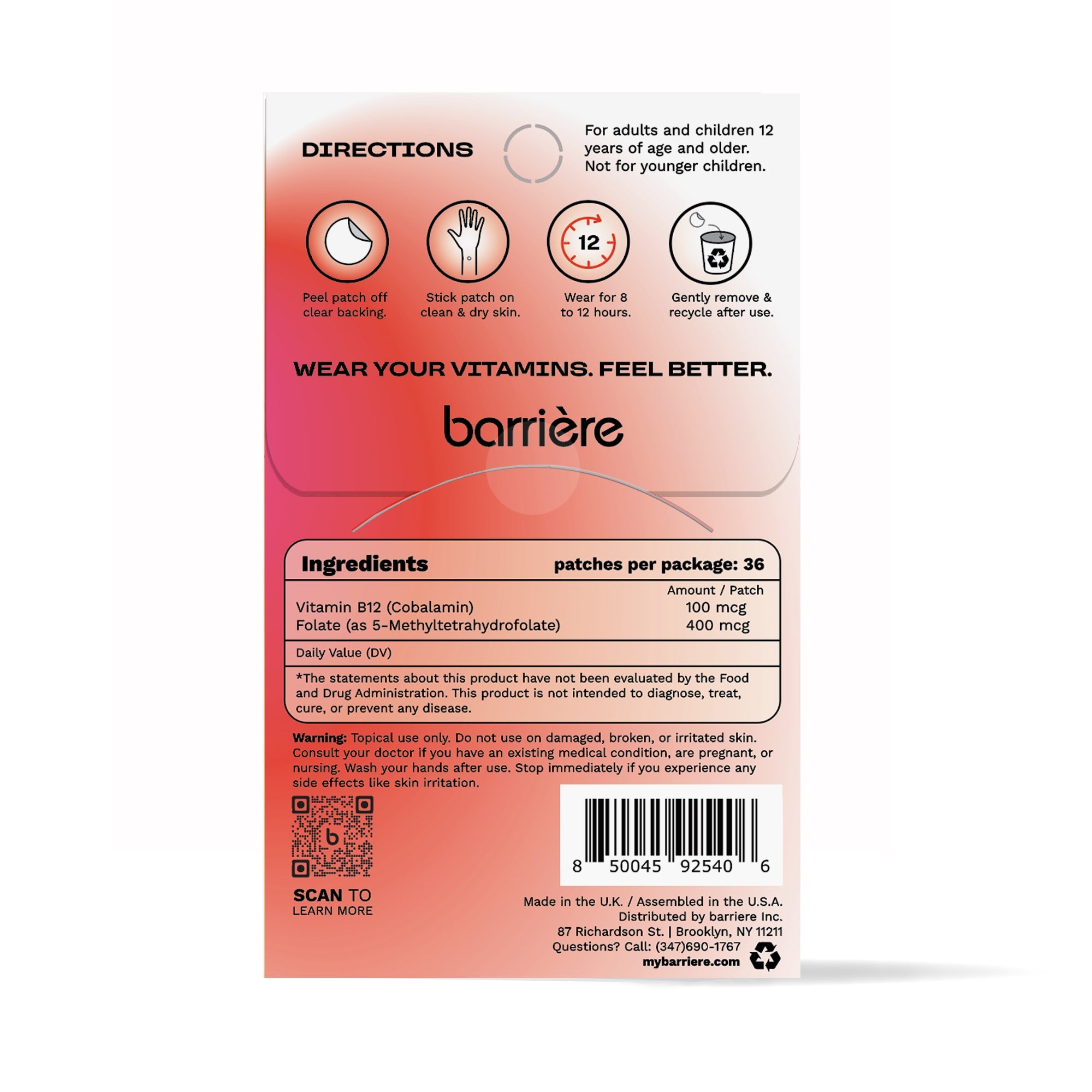 barrière Vitamin B12 Patch