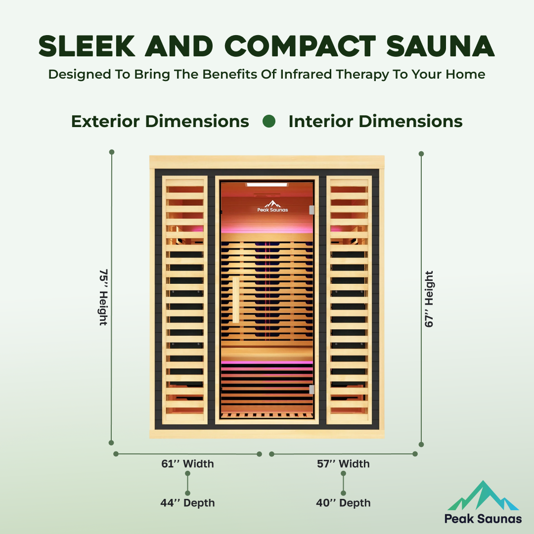 Denali 3-Person Full Spectrum Infrared Sauna with Full-Body Medical-Grade Red Light Therapy & Smart WiFi App Control