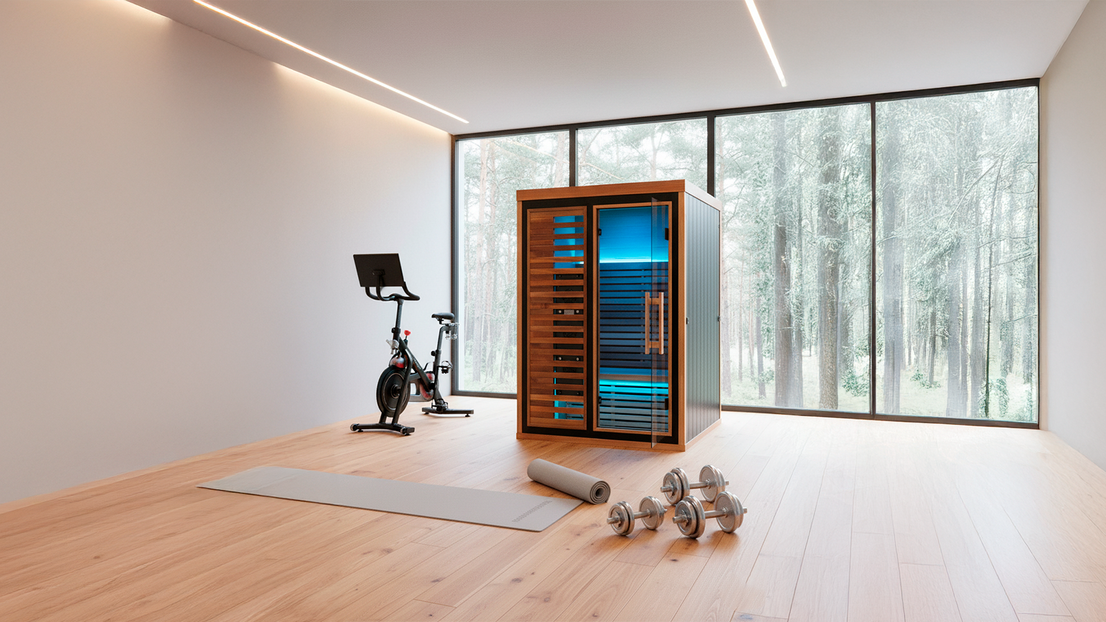 Fuji 2-Person Full Spectrum Infrared Sauna with Full-Body Medical-Grade Red Light Therapy & Smart WiFi App Control