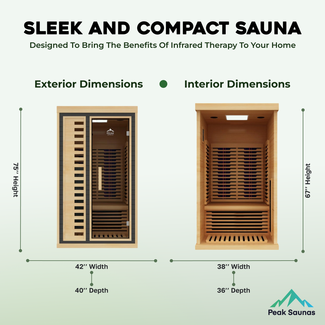 Shasta 1-Person Full Spectrum Infrared Sauna with Full-Body Medical-Grade Red Light Therapy & Smart WiFi App Control