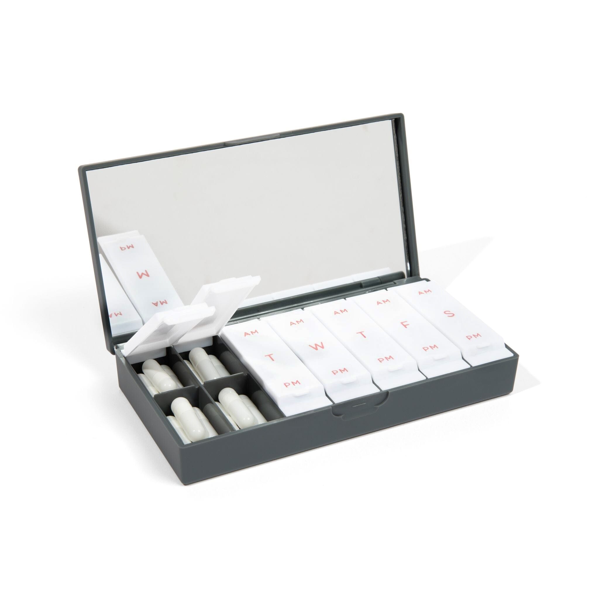 Port & Polish Charcoal Gray AM/PM Pill Box