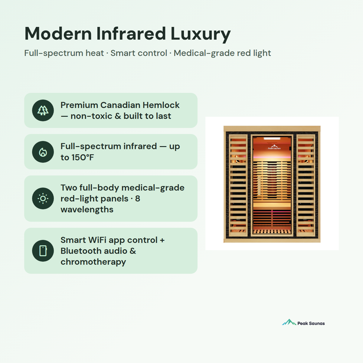 Denali 3-Person Full Spectrum Infrared Sauna with Full-Body Medical-Grade Red Light Therapy & Smart WiFi App Control