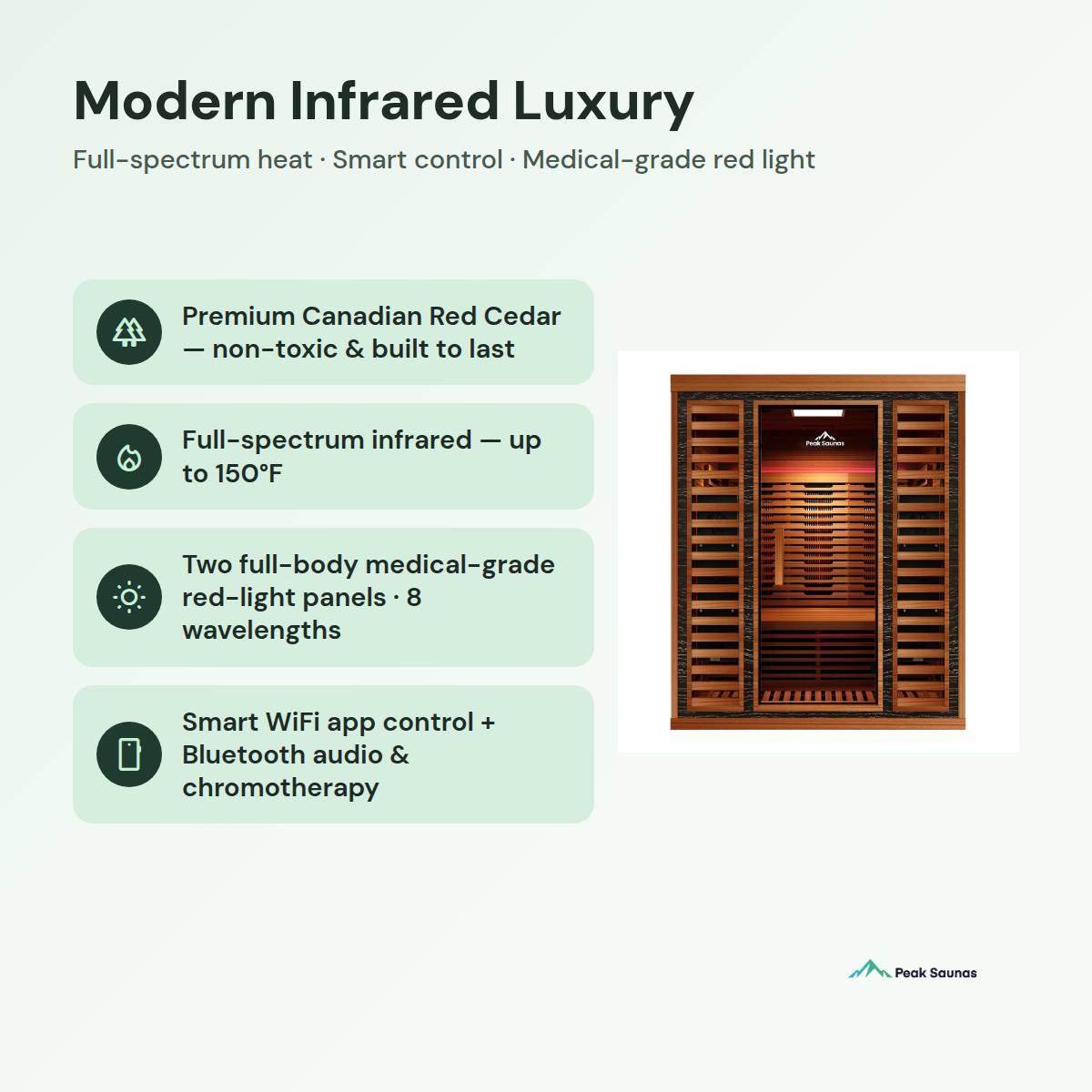 Matterhorn 3-Person Full Spectrum Infrared Sauna with Full-Body Medical-Grade Red Light Therapy & Smart WiFi App Control