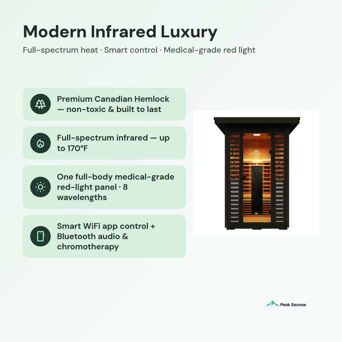 Patagonia 2-Person Outdoor Full Spectrum Infrared Sauna with Full-Body Medical-Grade Red Light Therapy and Smart WiFi App Control
