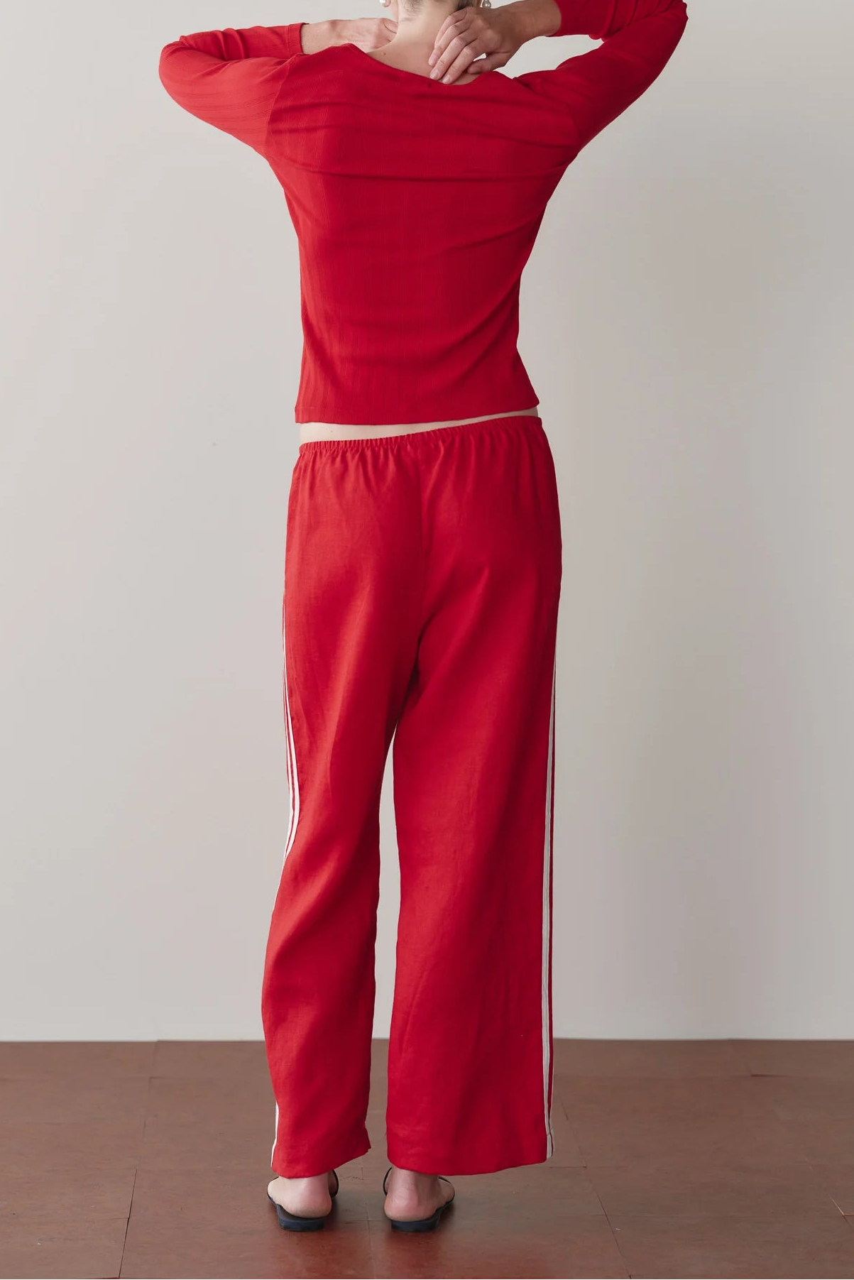 Donni The Linen Crop Racer Stripe Pant