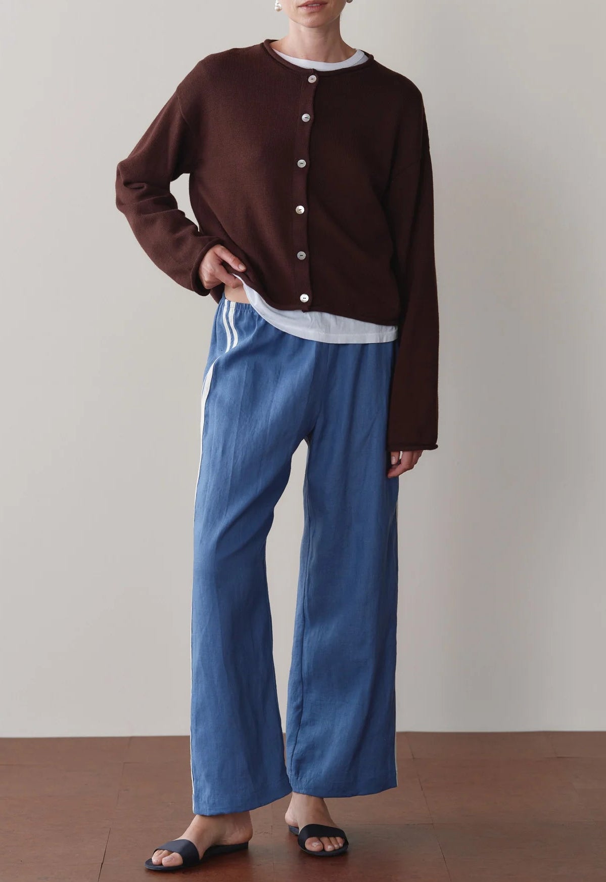 Donni The Linen Crop Racer Stripe Pant