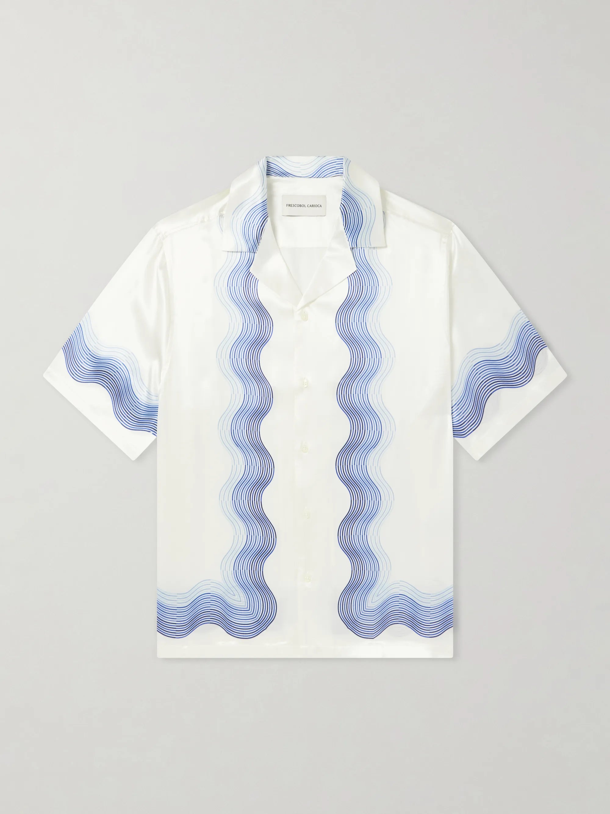 Frescobol Carioca Roberto Silk Shirt Short Sleeve Box Wave Print