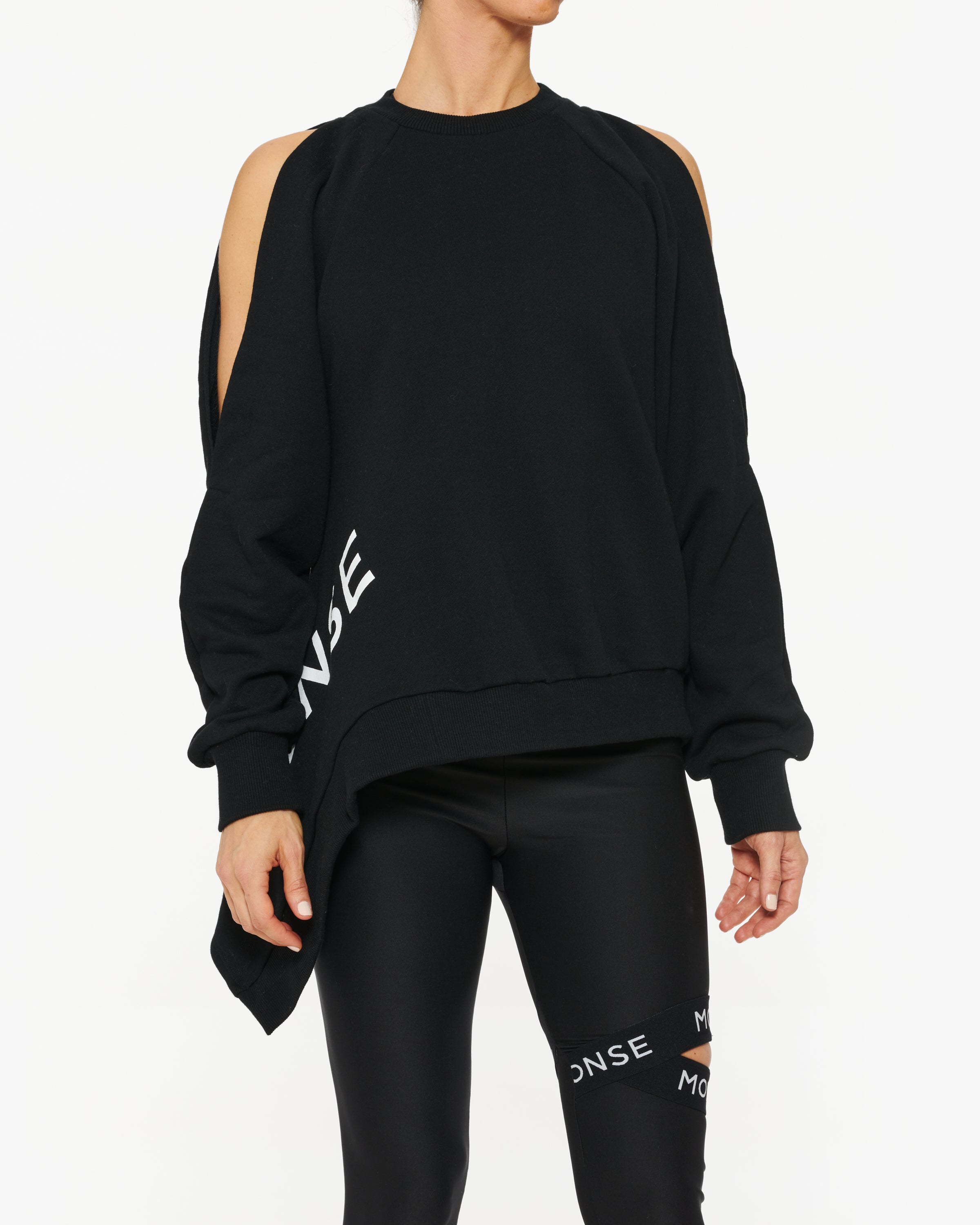 MONSE LOGO ELASTIC COLD SHOULDER SWEATSHIRT