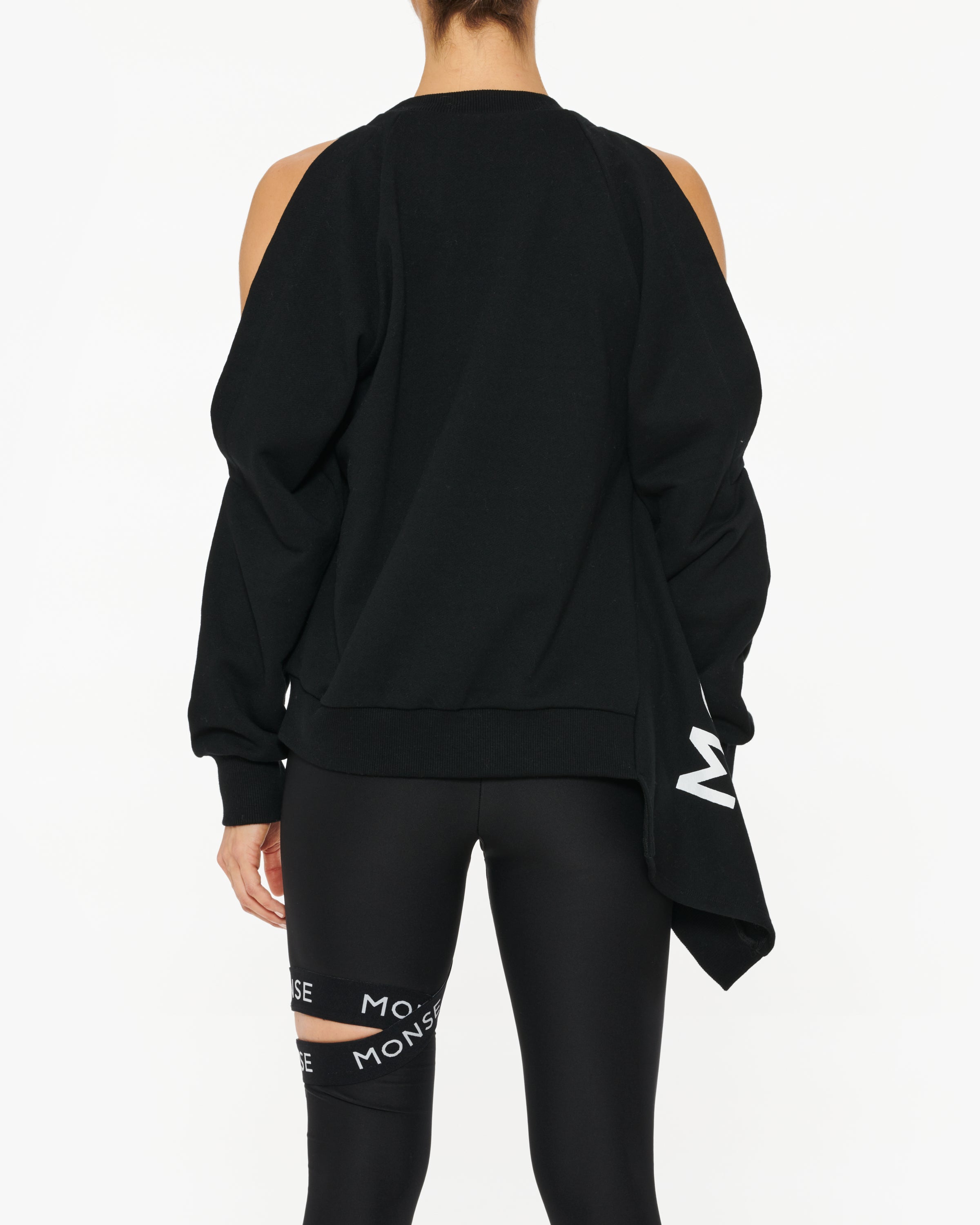 MONSE LOGO ELASTIC COLD SHOULDER SWEATSHIRT